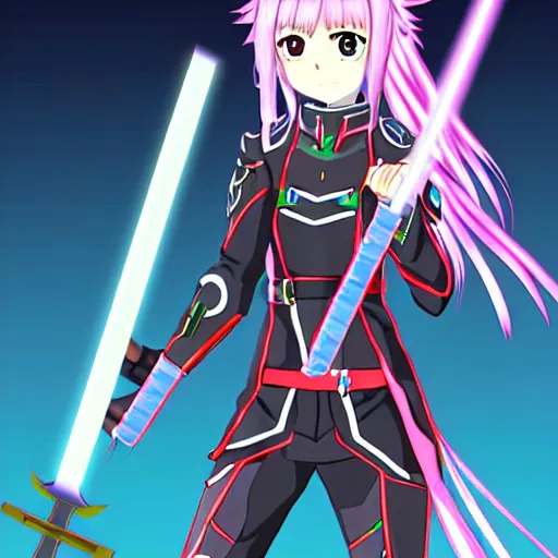 Image similar to a girl wielding a photon sword art style phantasy star online