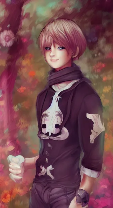 Image similar to Full body portrait of a cute catboy wearing feminine clothes. Award-winning digital art, trending on ArtStation.