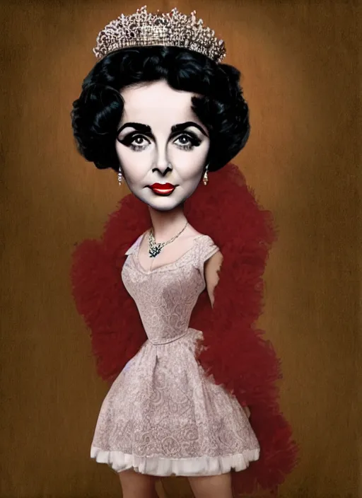 Prompt: elizabeth Taylor as a mark ryden doll, detailed digital art, trending on Artstation