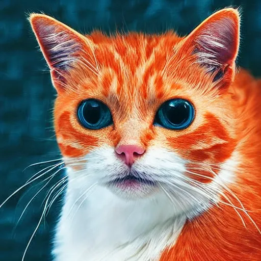 Image similar to left eye blinking orange cat, beautiful, realistic,