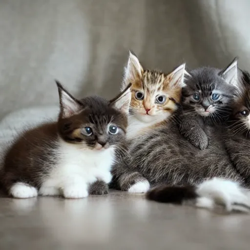 Image similar to cute kitten family mother cat with beautiful kittens cute adorable sleepy bean paws fluffy kittens