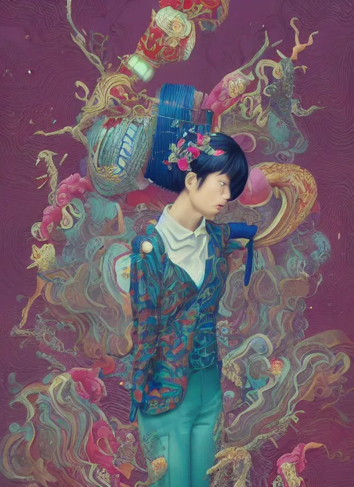 Image similar to Chinese :: by Martine Johanna and Simon Stålenhag and Chie Yoshii and Casey Weldon and wlop :: ornate, dynamic, particulate, rich colors, intricate, elegant, highly detailed, centered, artstation, smooth, sharp focus, octane render, 3d