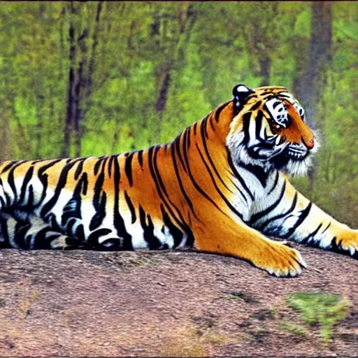 Image similar to A tiger showing off his muscles