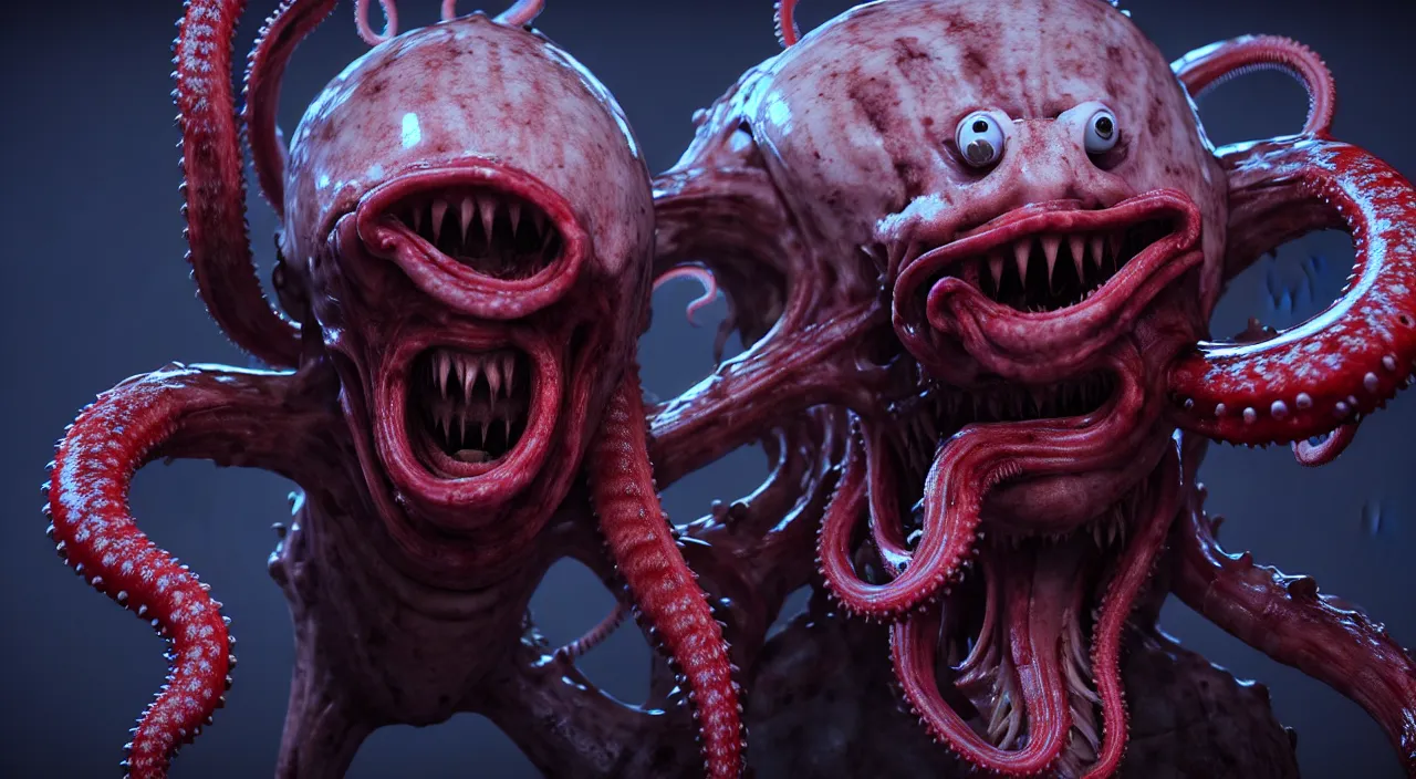 Image similar to gary busey as a monster with tentacles, horror video game, sci fi horror, alien ( 1 9 7 9 ), body horror, unreal engine, octane render, depth of field, cycles render, hd