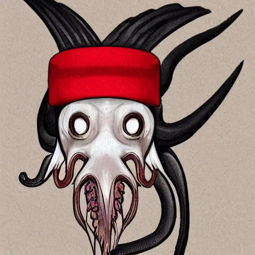 Image similar to harpy squid wearing a fez wielding a sword, realistic, very detailed, intricate, 8k res