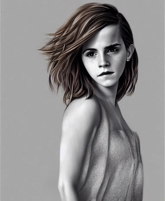 Image similar to emma watson full body portrait, art by denys tsiperko and bogdan rezunenko, hyperrealism