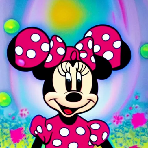 Image similar to minnie mouse having a psychedelic dmt mushroom lsd trip