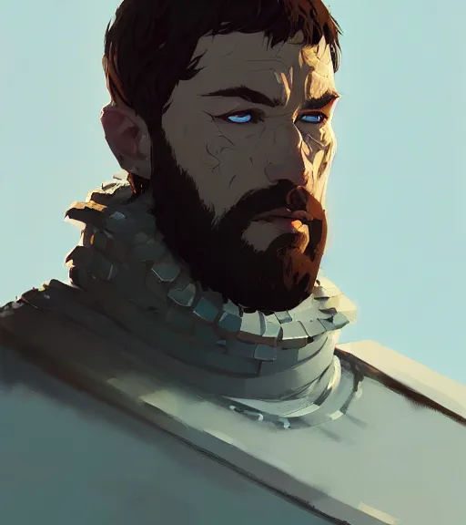 Prompt: portrait of a king ( game of thrones ) hard look, armor by atey ghailan, by greg rutkowski, by greg tocchini, by james gilleard, by joe fenton, by kaethe butcher, dynamic lighting, gradient light blue, brown, blonde cream and white color scheme, grunge aesthetic