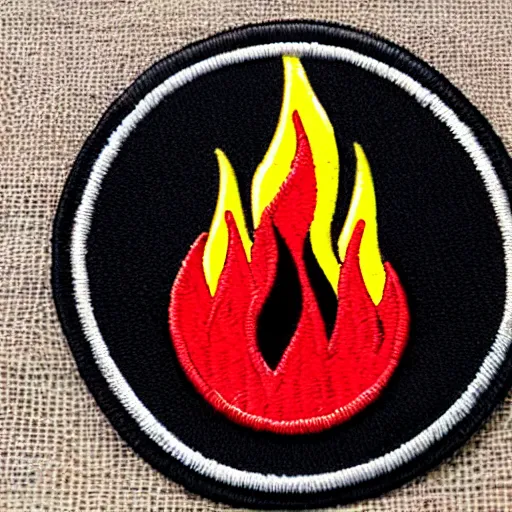 Prompt: a retro vintage minimalist clean fire warning flames blaze patch