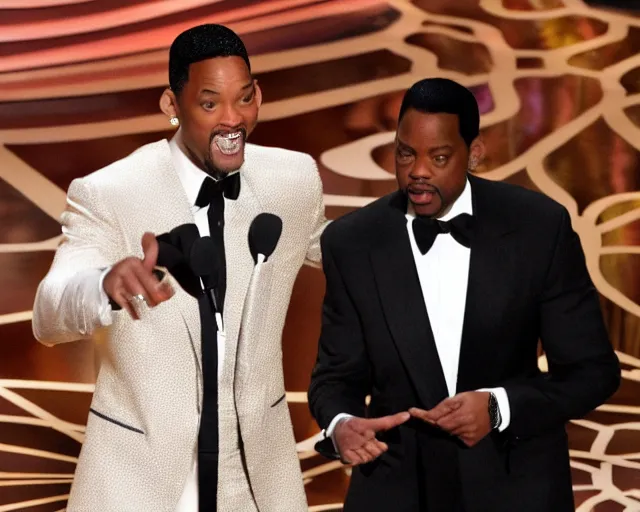 Image similar to will smith slapping chris rock at oscars 4k