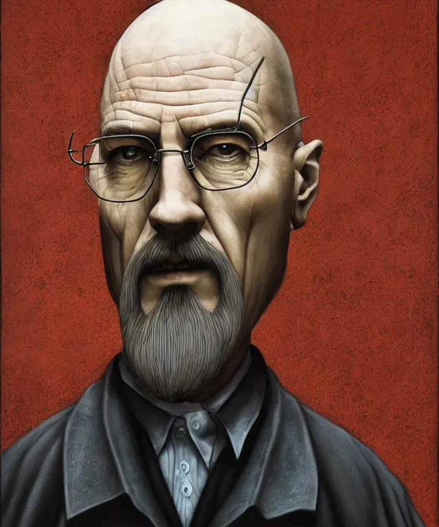 Image similar to portrait of Saruman as Walter White in Breaking Bad, lowbrow painting by Mark Ryden