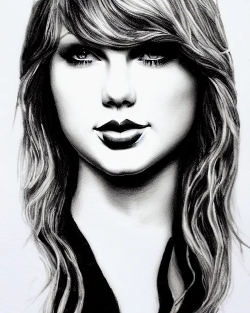 Prompt: calligraphy portrait of taylor swift