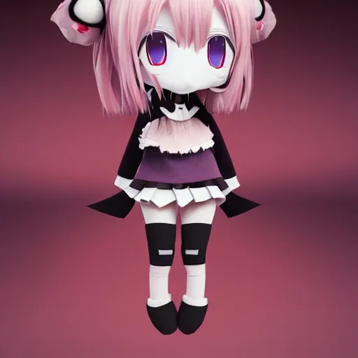 Prompt: cute fumo plush of a denizen of the forbidden realm, anime girl, caustic distortions, vray