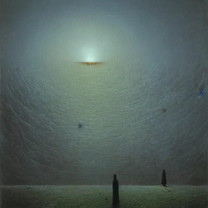 Image similar to a painting of god by zdzislaw beksinski