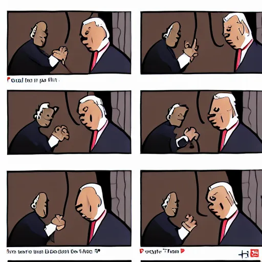 Image similar to a comic strip of obama fighting trump