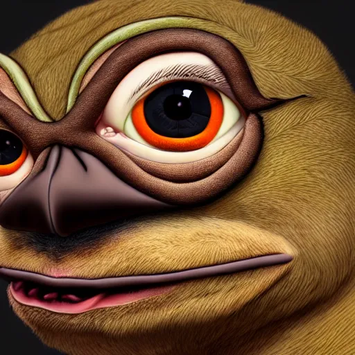 Prompt: portrait of realistic pepe with brown shit on face, concept art, trending on artstation, highly detailed, intricate, sharp focus, digital art, 8 k