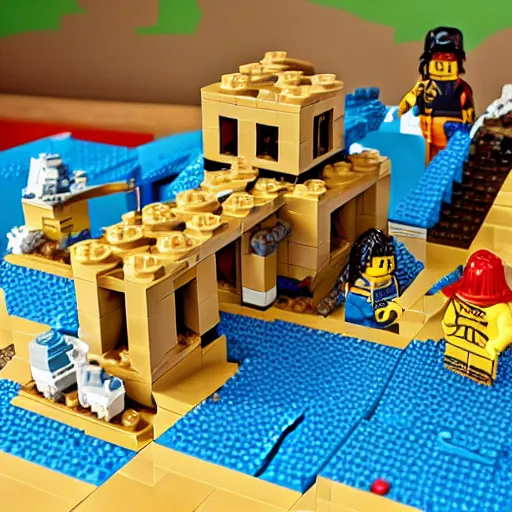 Prompt: lego desert fortress siege