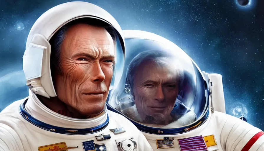 Prompt: Clint Eastwood as an astronaut, hyperdetailed, artstation, cgsociety, 8k