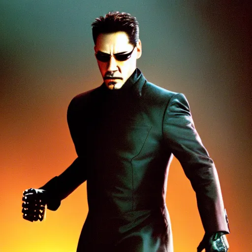 Image similar to cinematic still of Tony Stark in The Matrix (1999), XF IQ4, f/1.4, ISO 200, 1/160s, 8K, RAW, dramatic lighting, symmetrical balance, in-frame