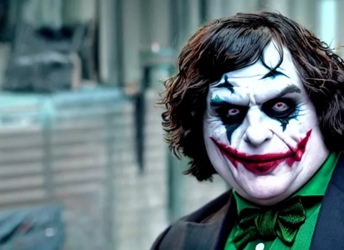 Image similar to film still of andy milonakis as the joker in the new batman movie, 4 k