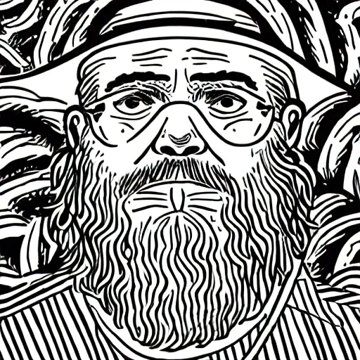 Prompt: colorful!!!!! mcbess illustration of a portrait of an old bearded sailorman