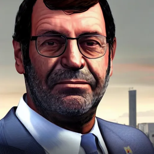 Image similar to a photo of mariano rajoy as a gta 5 character,