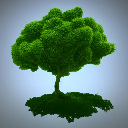 Image similar to a surrealist 3D render of a tree