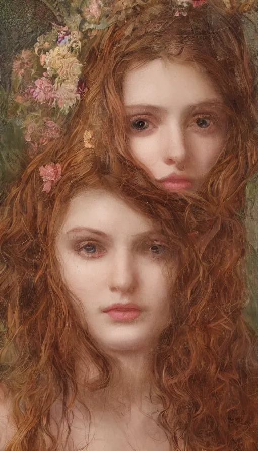 Image similar to An extremely beautiful pre-raphaelite ornate portrait of a beautiful young attractive woman, professionally painted digital art illustration, smooth, sharp focus, atmospheric lighting, highly detailed illustration highlights, golden ratio, extremely detailed winning award masterpiece, 8K post-processing