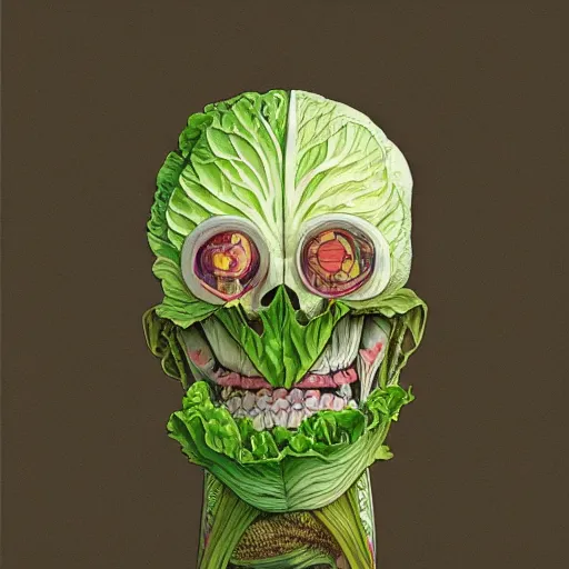 Image similar to the anatomy of a head of lettuce, an ultrafine detailed painting by james jean, studio ghibli, behance contest winner, vanitas, angular, altermodern