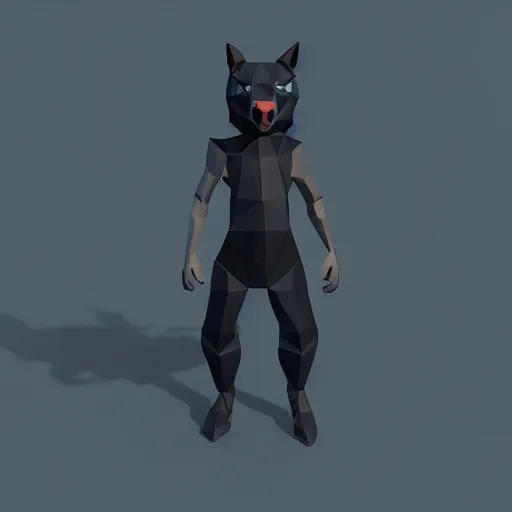 Image similar to Playstation 1 PS1 low poly graphics portrait of furry anthro anthropomorphic wolf head animal person fursona wearing clothes in a futuristic foggy low-poly city alleway