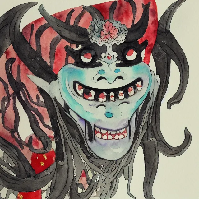 Image similar to watercolor painting of a chinese folklore demon