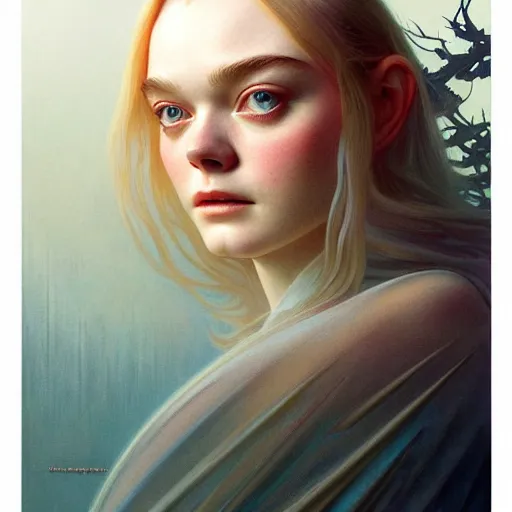 Image similar to symmetry!! portrait of elle fanning in prey in the world of bruce pennington, horror, fashion, dark!! intricate, elegant, highly detailed, digital painting, artstation, concept art, smooth, sharp focus, illustration, art by artgerm and greg rutkowski and alphonse mucha