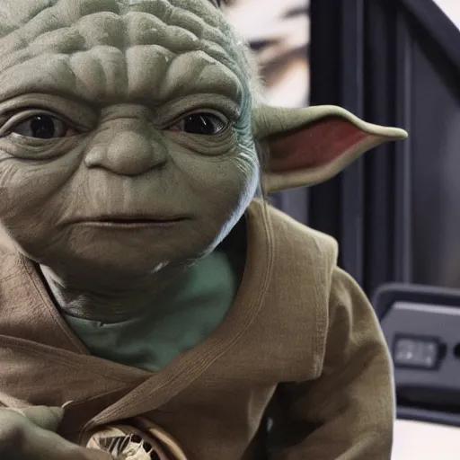 Image similar to yoda in a star trek movie, realistic details, movie shot, 8k