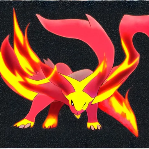 Prompt: new Pokémon, fire type by Ken Sugimori