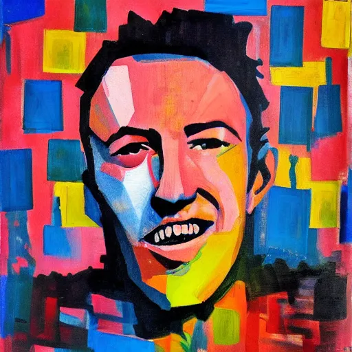 Prompt: cubist Bruce Springsteen portrait