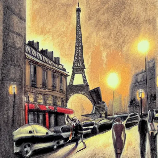 Prompt: paris burning, trending on art station, greg rutowski,