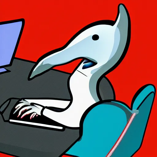 Image similar to An anthropomorphic grey dolphin dressed as a chemist playing games on a computer, digital painting, close-up, wearing a headset