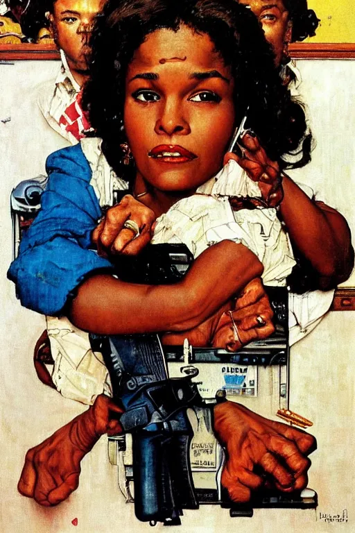 Image similar to Jackie Brown painted by Norman Rockwell