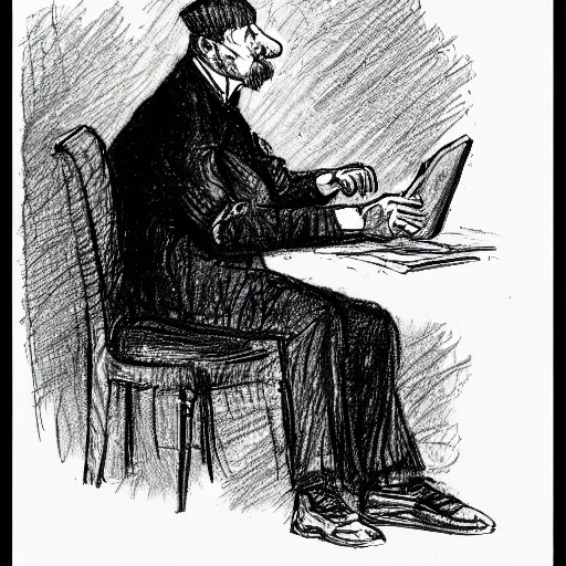 Prompt: man texting on his cell phone, 1871 Punch magazine cartoon, milt kahl pencil sketch