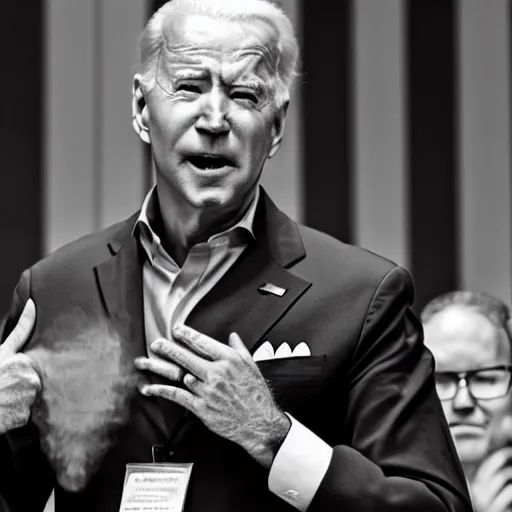 Image similar to joe biden extremely strong on steroids, realism, 4 k, award winning photograph