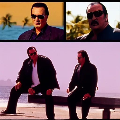 Image similar to steven seagal starring in miami vice, realistic stills from the tv series, gritty drama by michael mann