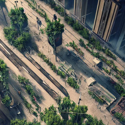 Image similar to beautiful nature reclaiming a dystopian city, cyberpunk, sharp focus, dynamic lights, still, photograph, hyper realistic, masterpiece, octane render, rendered, 3 d, cinematic, cinematic lighting, dramatic lighting, highly detailed, intricate details, texture, cinematic composition, wide shot, by donglu yu and kevin jick and eddie del rio