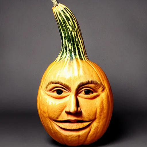 Image similar to gourd carved to look like the face of amber heard