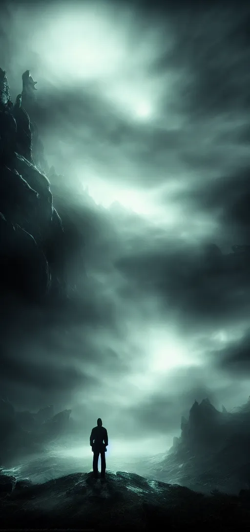 Image similar to photo of mystery observer, dark fantasy, cinematic, volumetric lighting, epic composition, high detail, dark fantasy