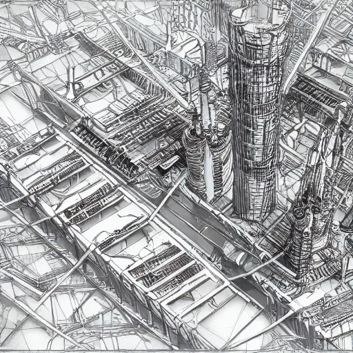 Image similar to tunnel blueprint of a city inspired steampunk coastal city, axonometric exploded view, high detail, 8k, photorealistic