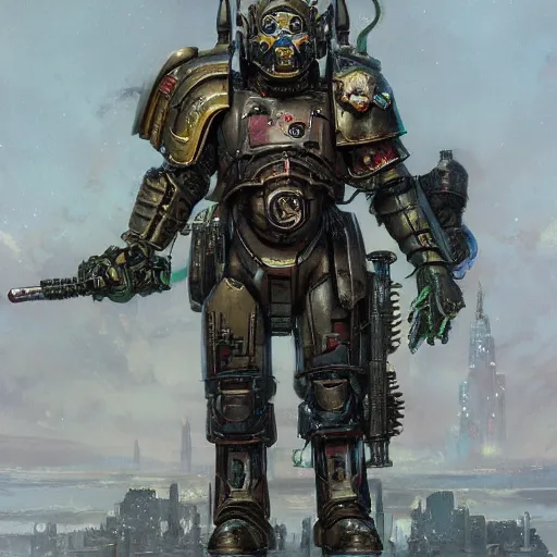 Prompt: wearing warhammer 4 0 0 0 0 emperor armor realistic anthropomorphic cute cat scifi cyberpunk, visible face and full body portrait art by donato giancola and greg rutkowski, vintage retro scifi, realistic face, digital art, trending on artstation, symmetry