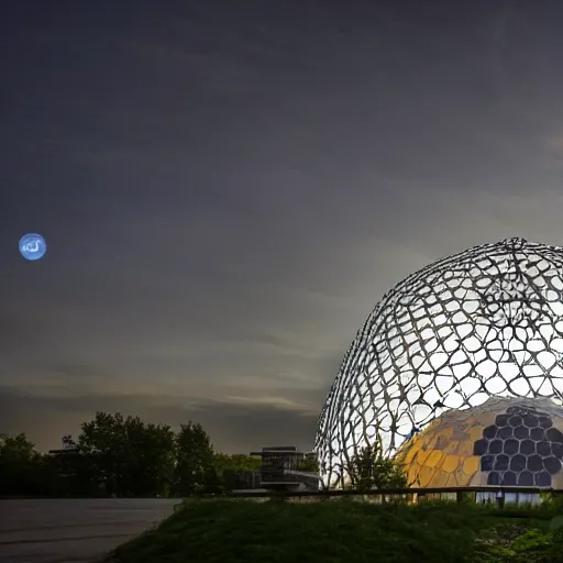 Prompt: Montreal Biosphere, geodesic dome by Buckminster Fuller, cinematic lighting, 4k, 8k