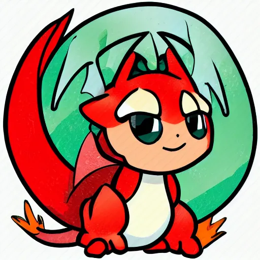 Prompt: the most cutest adorable happy picture of a dragon, dragon shaped like a ball with wings, tiny firespitter, kawaii, style of pokemon, shape of ball, Dra the Dragon, tiny fat chubby red baby dragon, adorably fat, enhanched, stuffed dragon, deviant adoptable, digital art Emoji collection