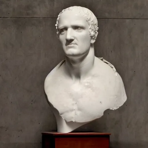 Image similar to julius cesar's bust wrapped in skin