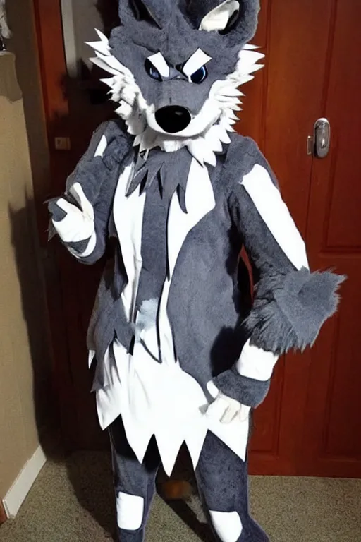 Image similar to an anthropomorphic wolf, fursuit!!!!, cosplay